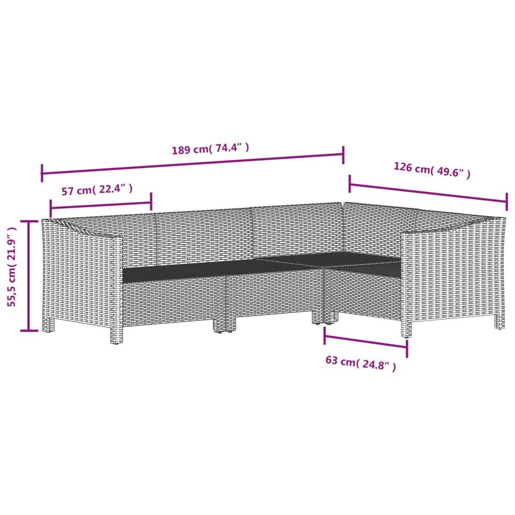 7-delige Loungeset met kussens poly rattan grijs is nu te koop bij PeponiXL, paradijselijk wonen!