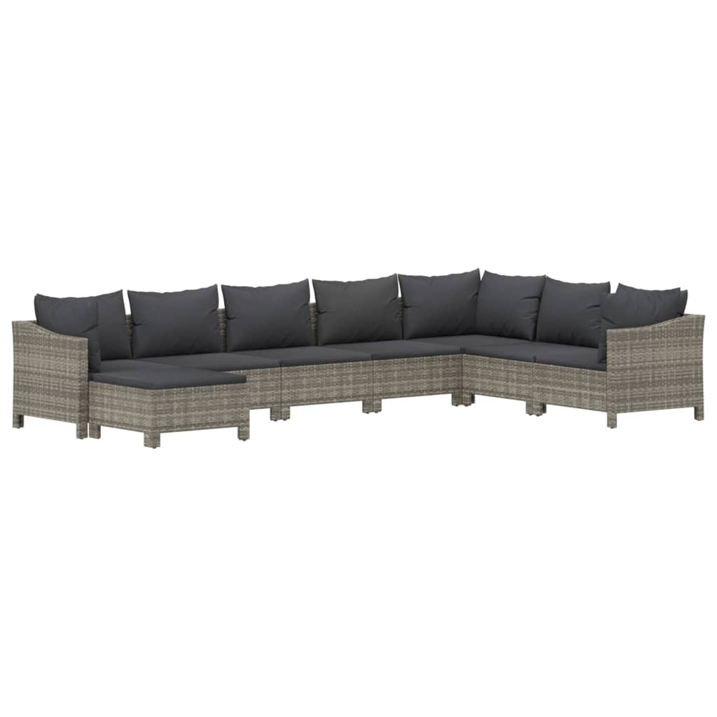 8-delige Loungeset met kussens poly rattan grijs is nu te koop bij PeponiXL, paradijselijk wonen!