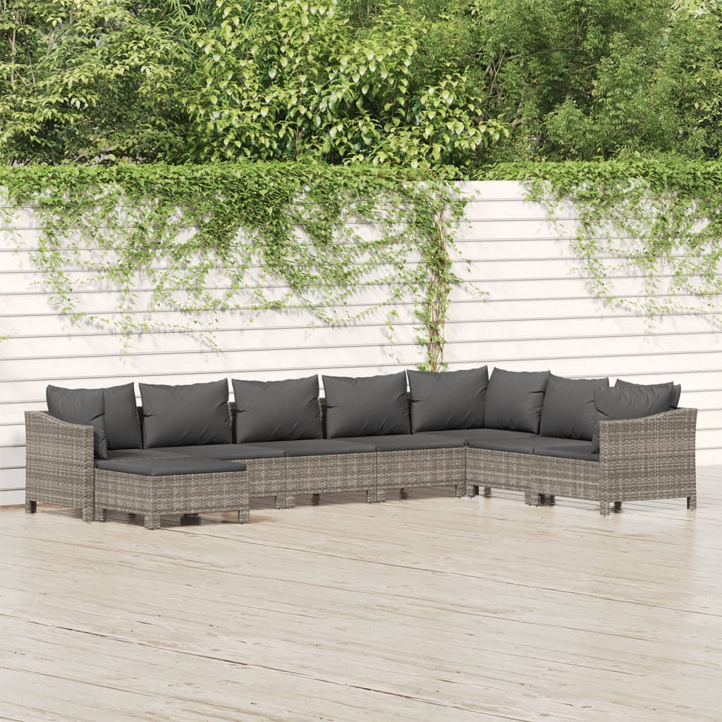 8-delige Loungeset met kussens poly rattan grijs is nu te koop bij PeponiXL, paradijselijk wonen!