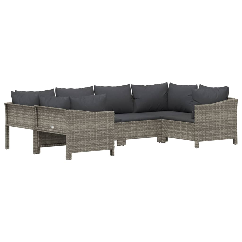 6-delige Loungeset met kussens poly rattan grijs is nu te koop bij PeponiXL, paradijselijk wonen!
