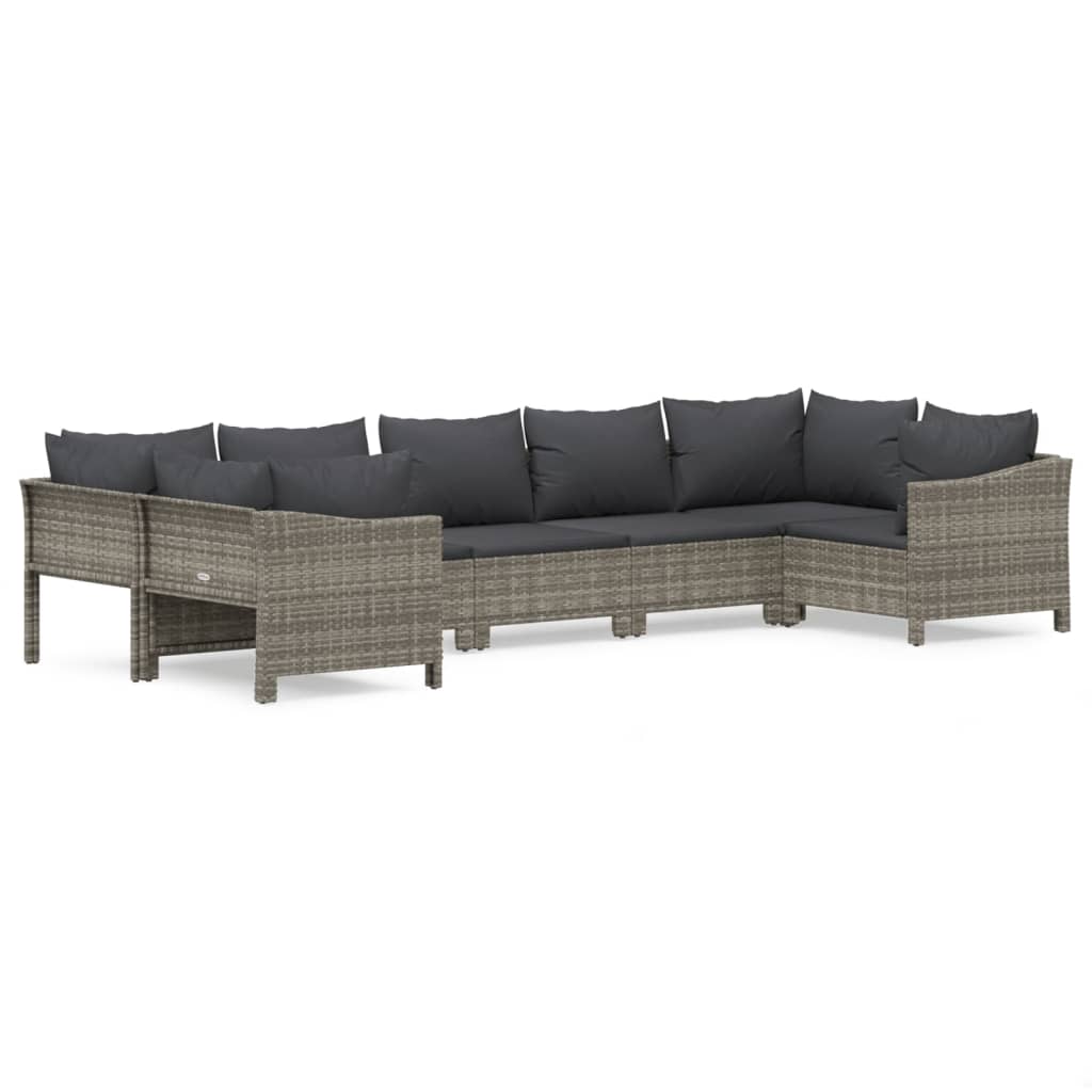 7-delige Loungeset met kussens poly rattan grijs is nu te koop bij PeponiXL, paradijselijk wonen!