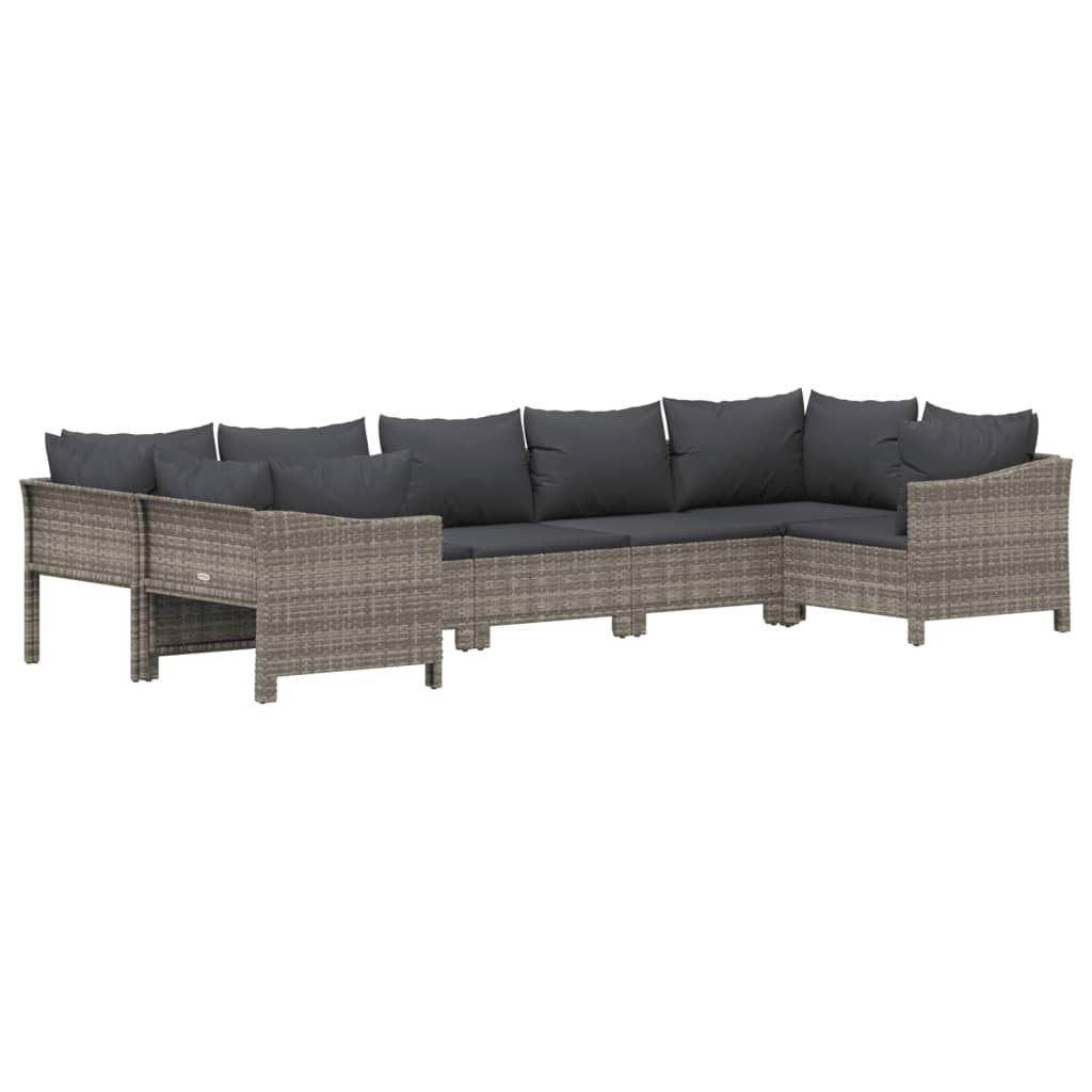 7-delige Loungeset met kussens poly rattan grijs is nu te koop bij PeponiXL, paradijselijk wonen!