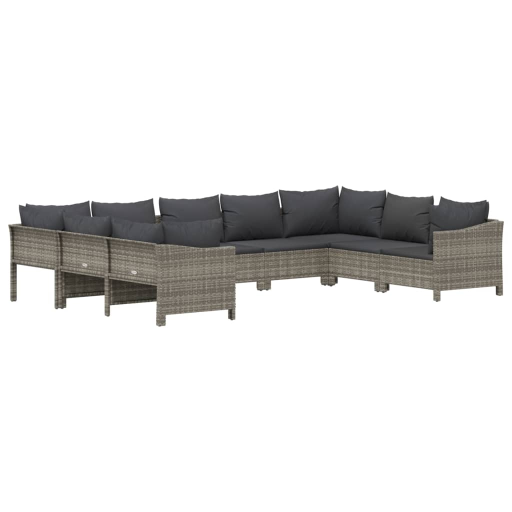 9-delige Loungeset met kussens poly rattan grijs is nu te koop bij PeponiXL, paradijselijk wonen!