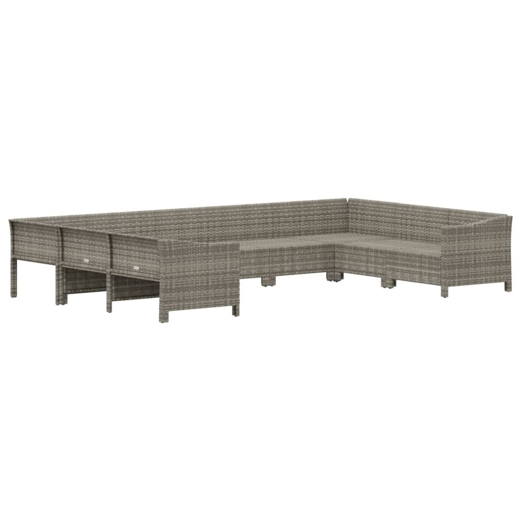 9-delige Loungeset met kussens poly rattan grijs is nu te koop bij PeponiXL, paradijselijk wonen!