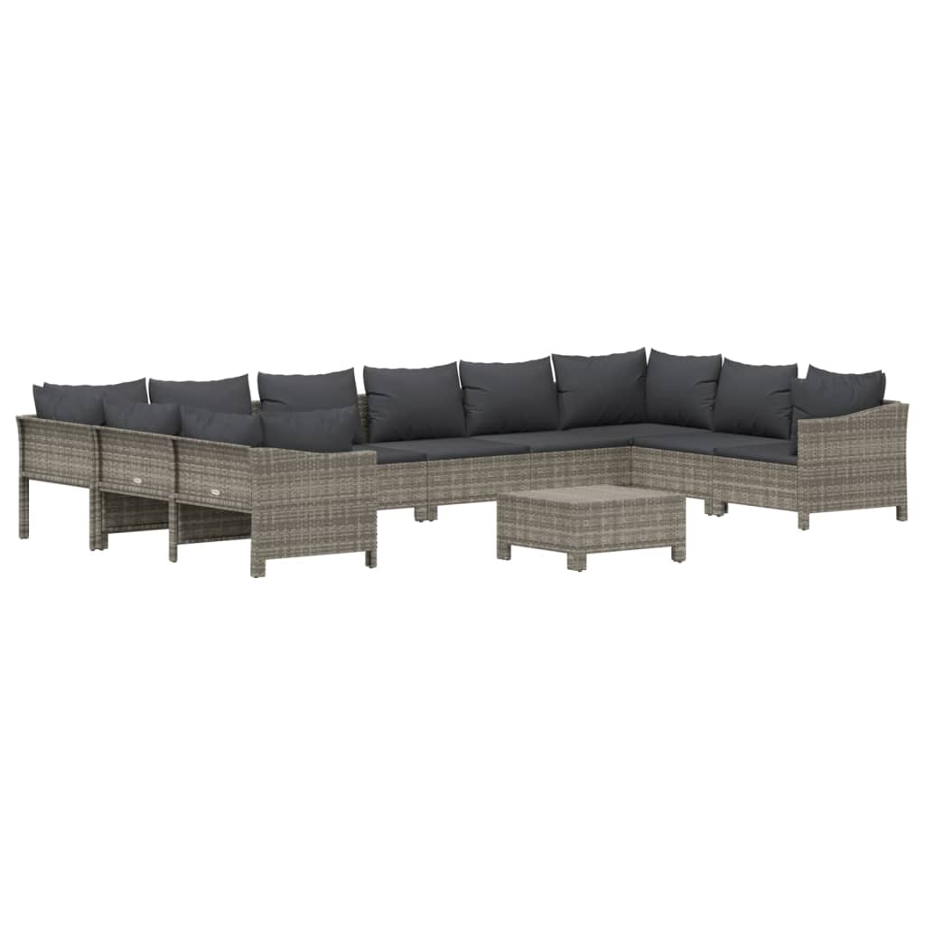 11-delige Loungeset met kussens poly rattan grijs is nu te koop bij PeponiXL, paradijselijk wonen!