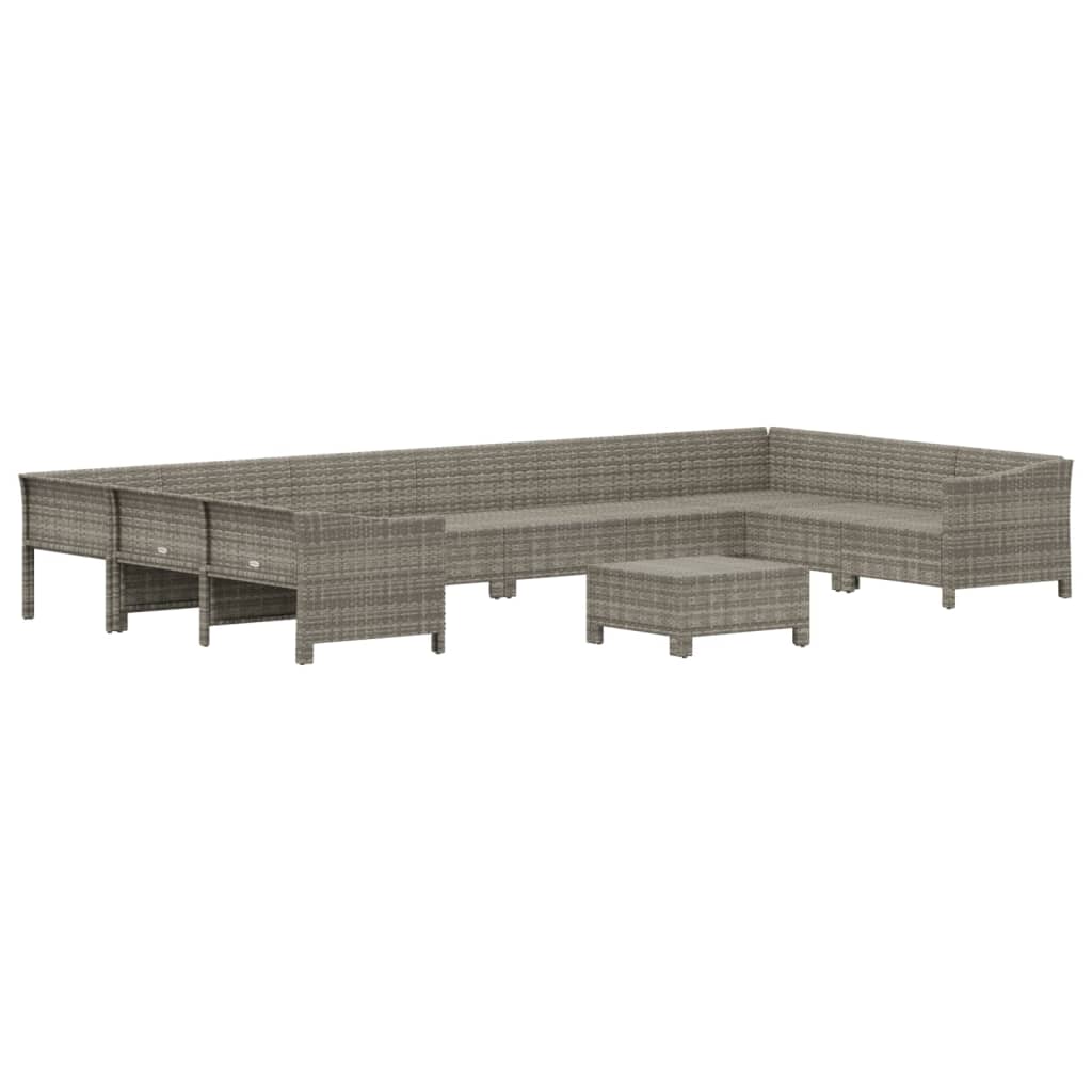 11-delige Loungeset met kussens poly rattan grijs is nu te koop bij PeponiXL, paradijselijk wonen!