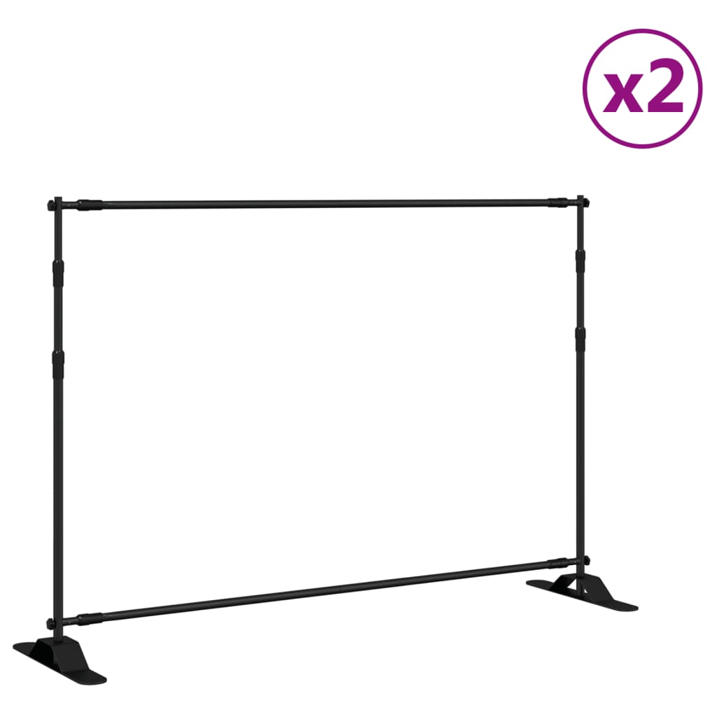 Achtergrondstandaards 2 st 305x243 cm staal zwart is nu te koop bij PeponiXL, paradijselijk wonen!