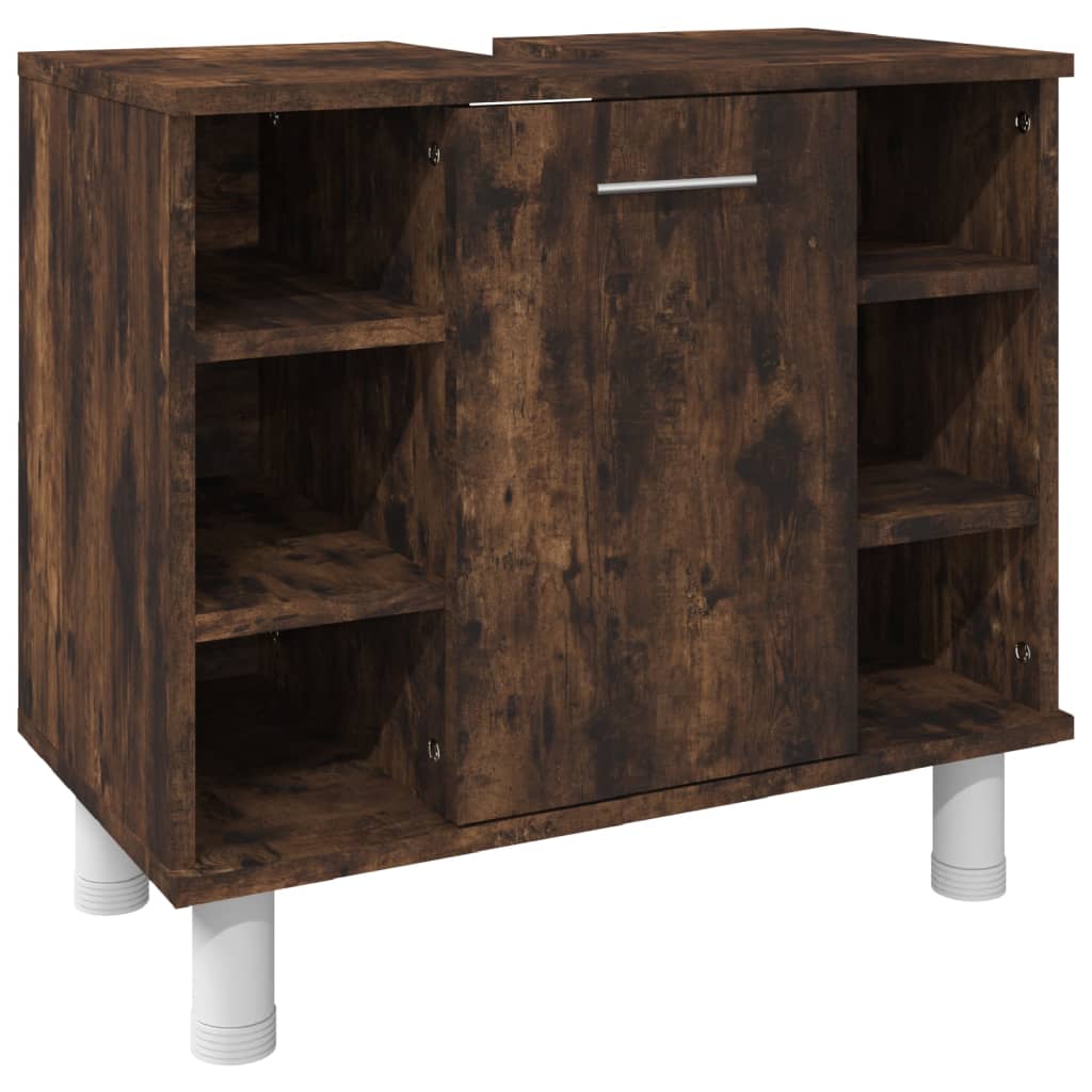 3-delige Badkamermeubelset bewerkt hout gerookt eikenkleurig is nu te koop bij PeponiXL, paradijselijk wonen!