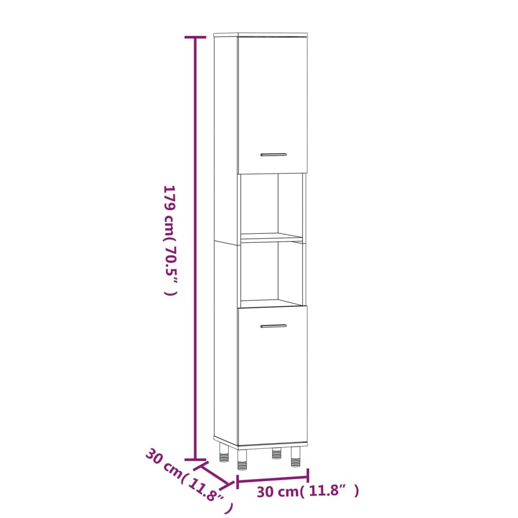 3-delige Badkamermeubelset bewerkt hout gerookt eikenkleurig is nu te koop bij PeponiXL, paradijselijk wonen!