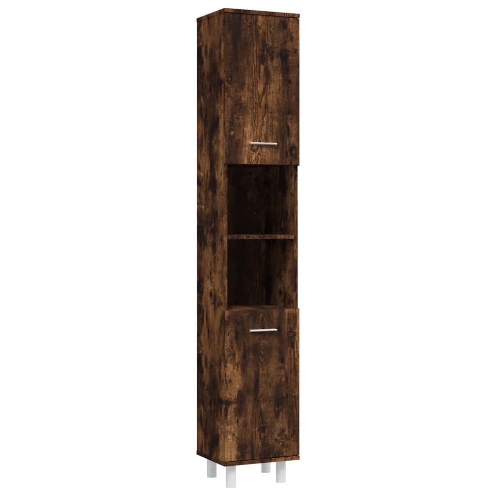 4-delige Badkamermeubelset bewerkt hout gerookt eikenkleurig is nu te koop bij PeponiXL, paradijselijk wonen!