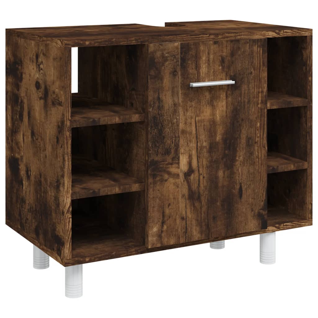 4-delige Badkamermeubelset bewerkt hout gerookt eikenkleurig is nu te koop bij PeponiXL, paradijselijk wonen!