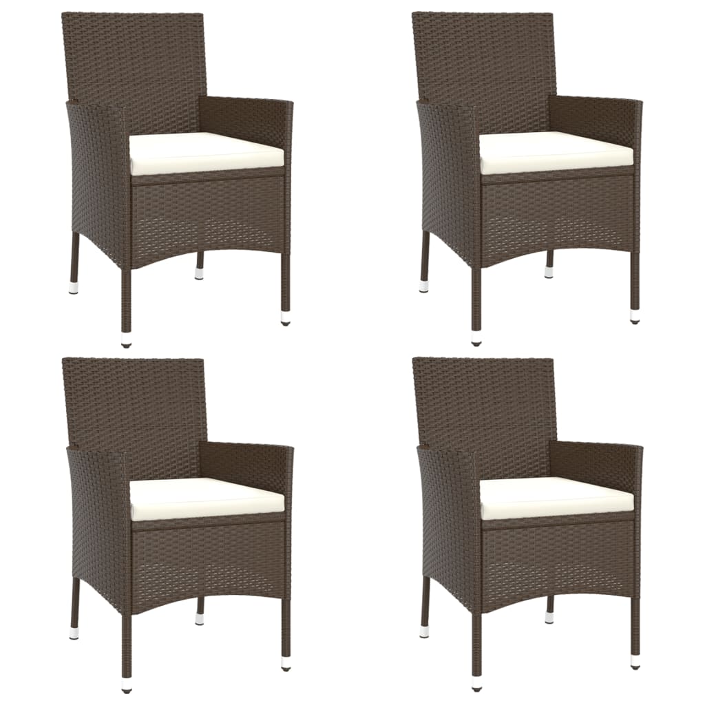 5-delige Tuinset met kussens poly rattan bruin