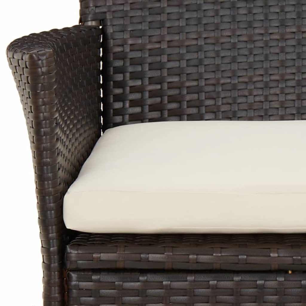 5-delige Tuinset met kussens poly rattan bruin