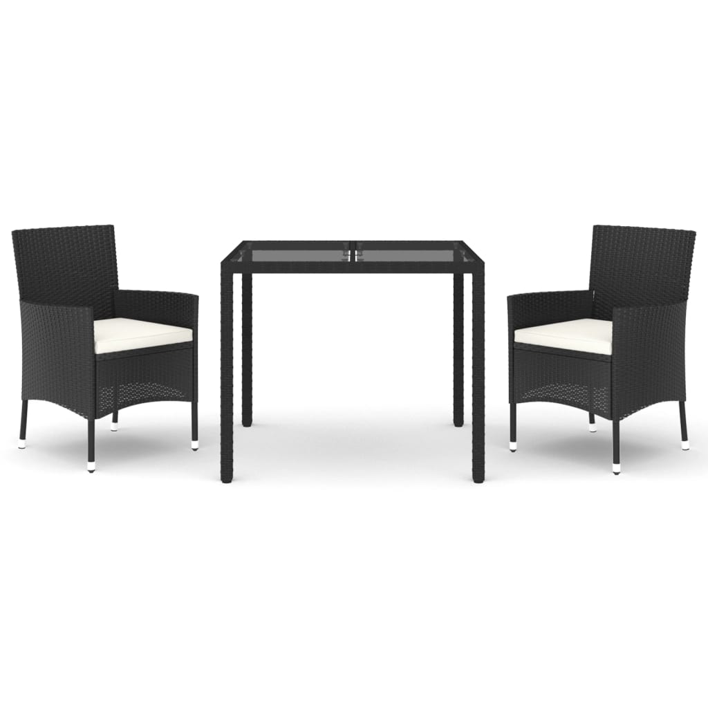 3-delige Tuinset met kussens poly rattan zwart is nu te koop bij PeponiXL, paradijselijk wonen!
