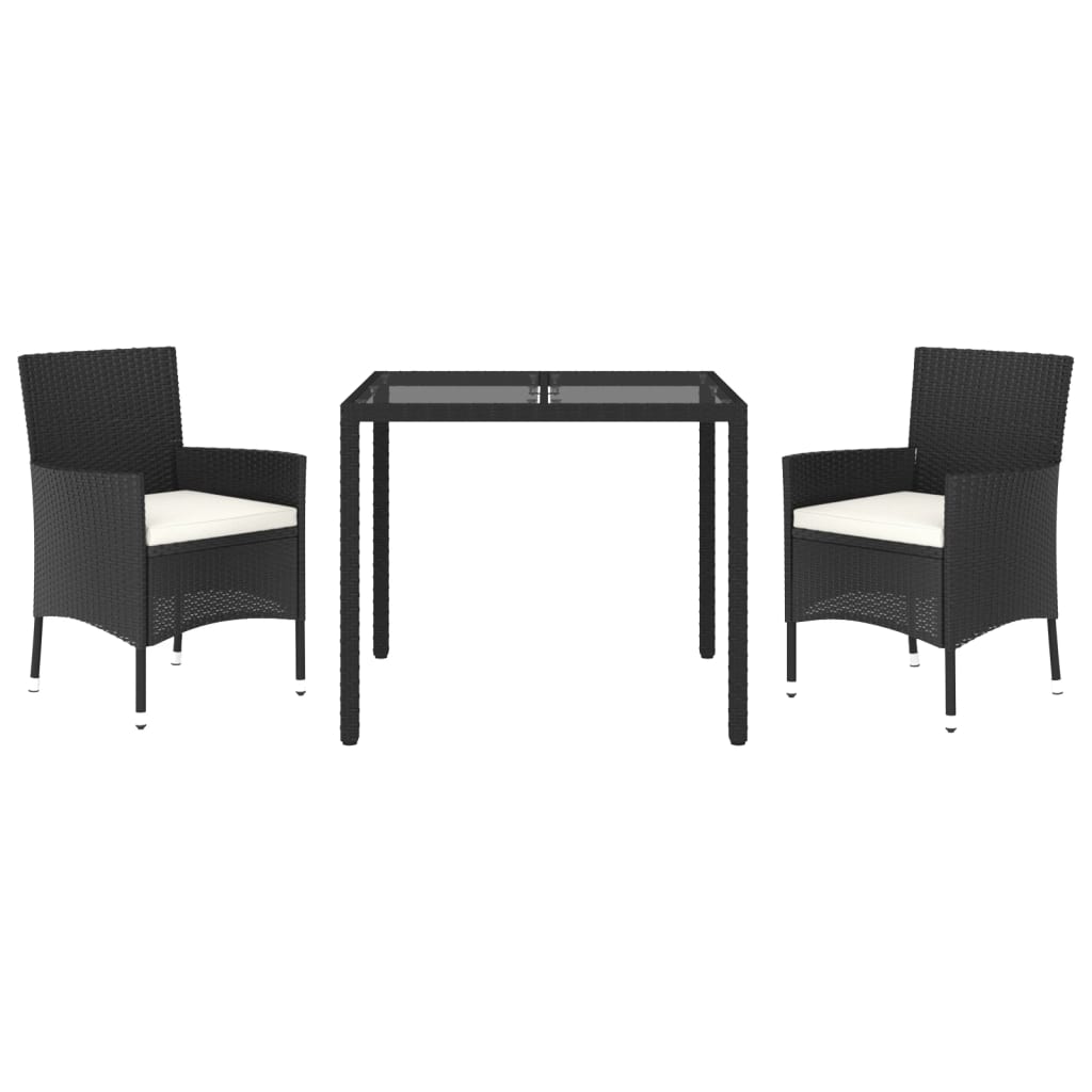 3-delige Tuinset met kussens poly rattan zwart is nu te koop bij PeponiXL, paradijselijk wonen!