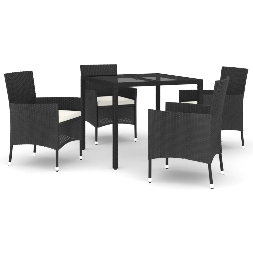 5-delige Tuinset met kussens poly rattan zwart is nu te koop bij PeponiXL, paradijselijk wonen!