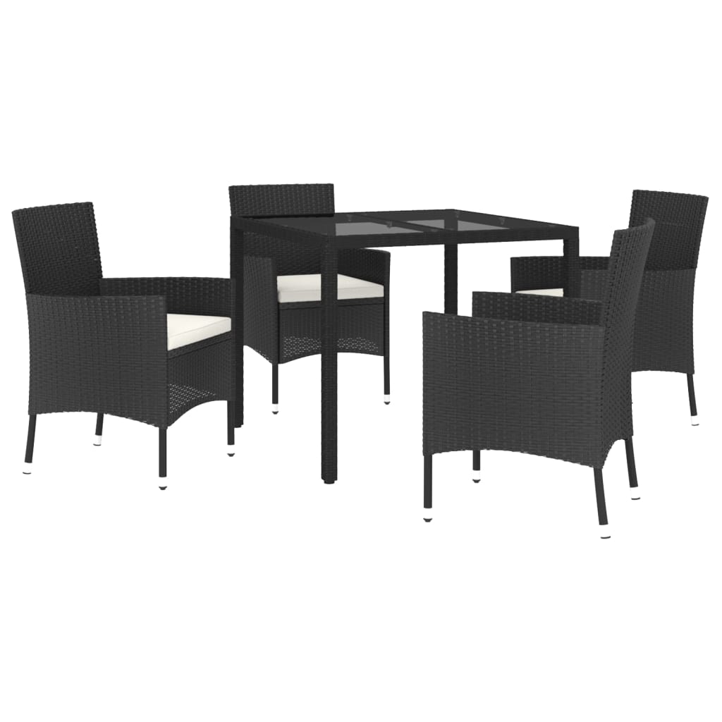 5-delige Tuinset met kussens poly rattan zwart is nu te koop bij PeponiXL, paradijselijk wonen!
