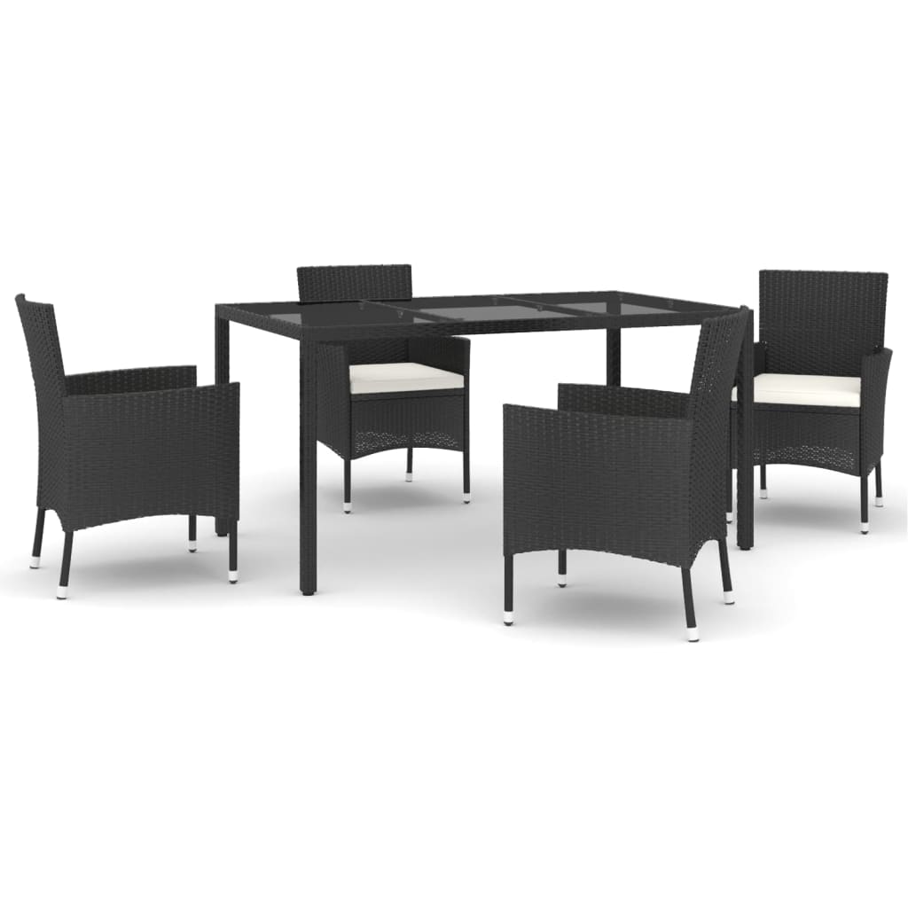 5-delige Tuinset met kussens poly rattan zwart is nu te koop bij PeponiXL, paradijselijk wonen!