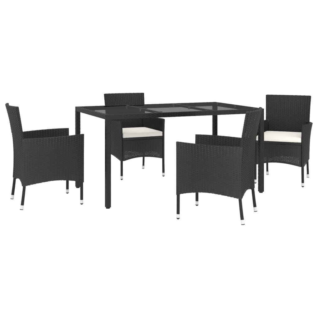 5-delige Tuinset met kussens poly rattan zwart is nu te koop bij PeponiXL, paradijselijk wonen!