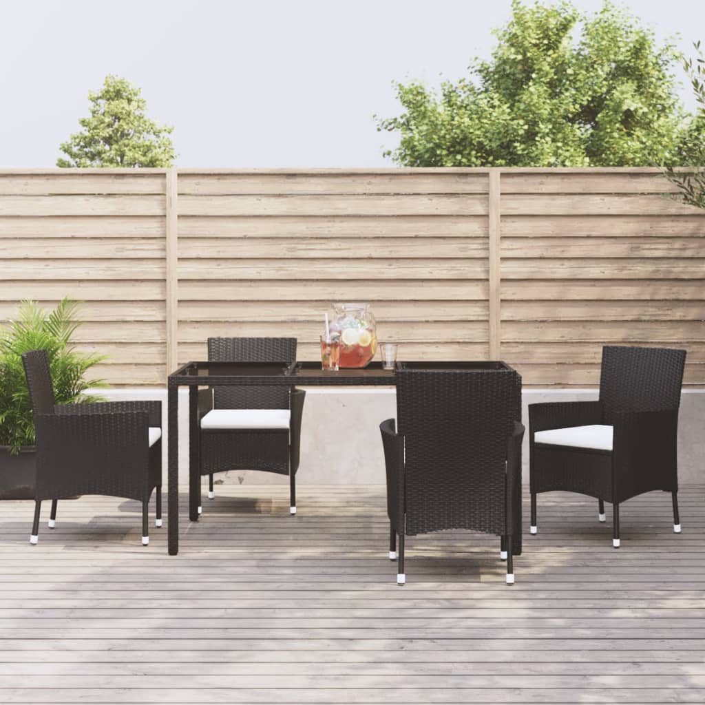 5-delige Tuinset met kussens poly rattan zwart is nu te koop bij PeponiXL, paradijselijk wonen!