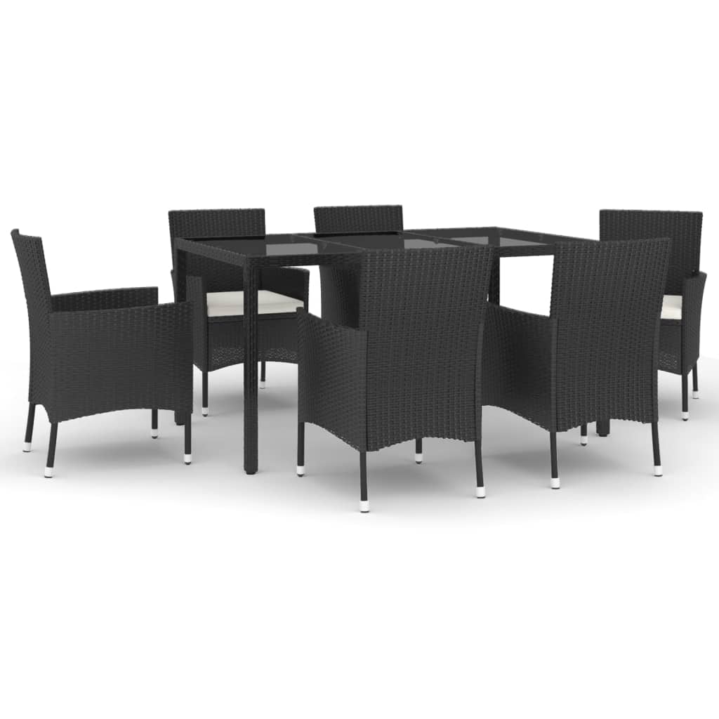 7-delige Tuinset met kussens poly rattan zwart is nu te koop bij PeponiXL, paradijselijk wonen!