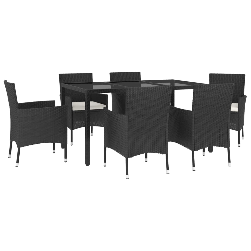 7-delige Tuinset met kussens poly rattan zwart is nu te koop bij PeponiXL, paradijselijk wonen!