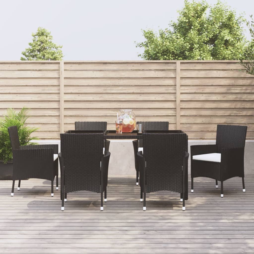 7-delige Tuinset met kussens poly rattan zwart is nu te koop bij PeponiXL, paradijselijk wonen!
