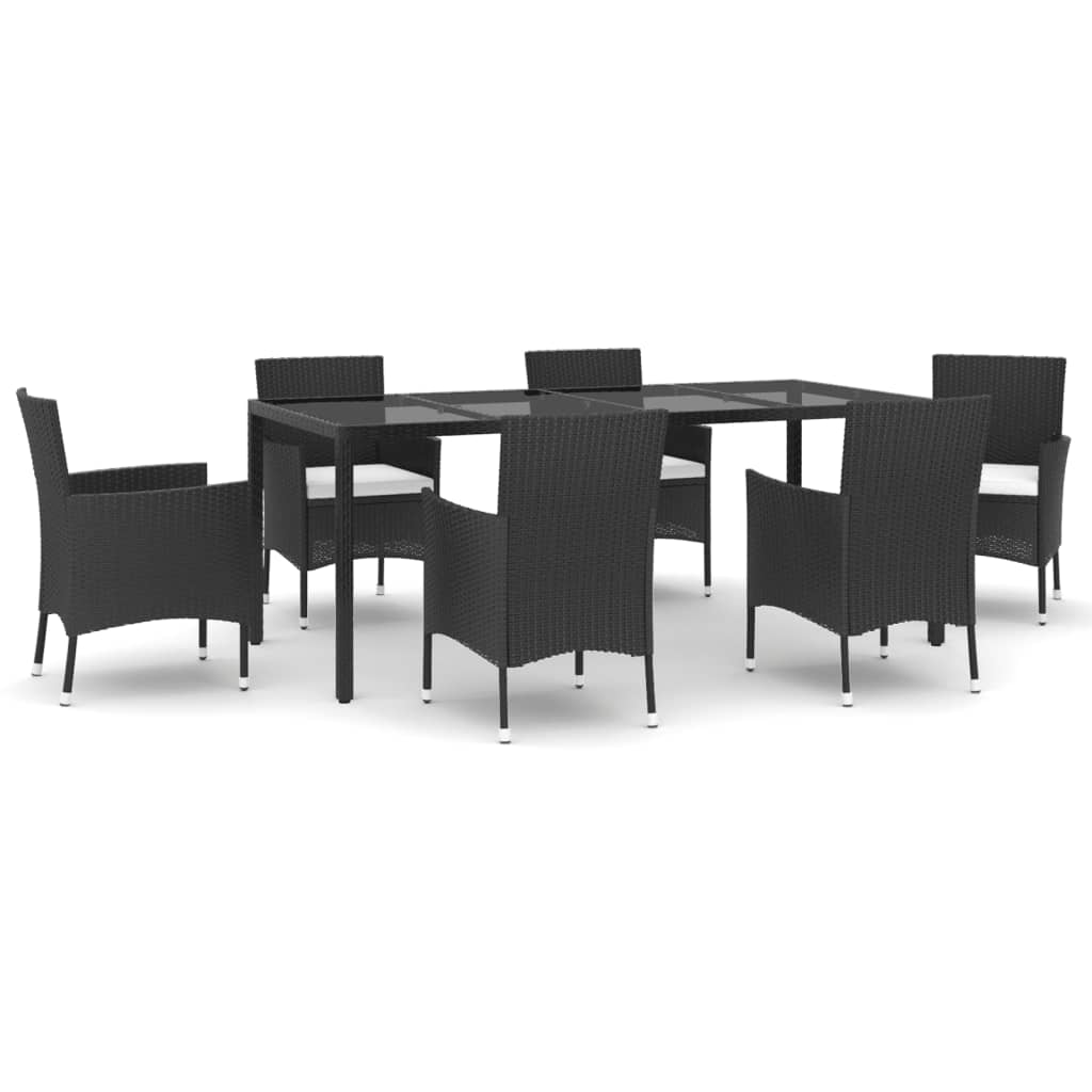 7-delige Tuinset met kussens poly rattan zwart is nu te koop bij PeponiXL, paradijselijk wonen!
