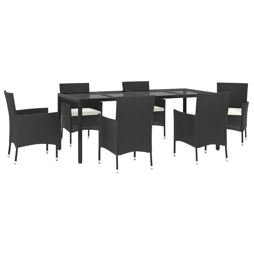 7-delige Tuinset met kussens poly rattan zwart is nu te koop bij PeponiXL, paradijselijk wonen!
