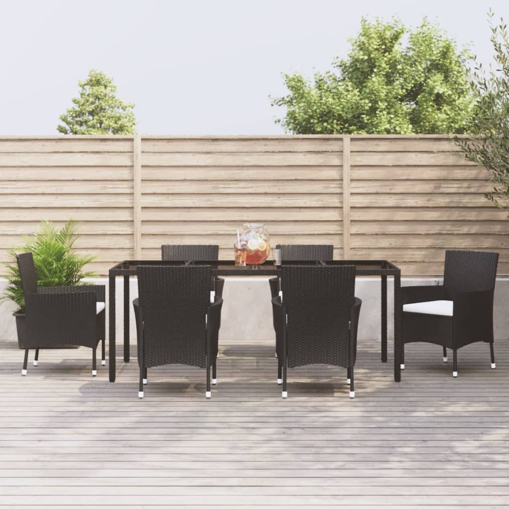 7-delige Tuinset met kussens poly rattan zwart is nu te koop bij PeponiXL, paradijselijk wonen!