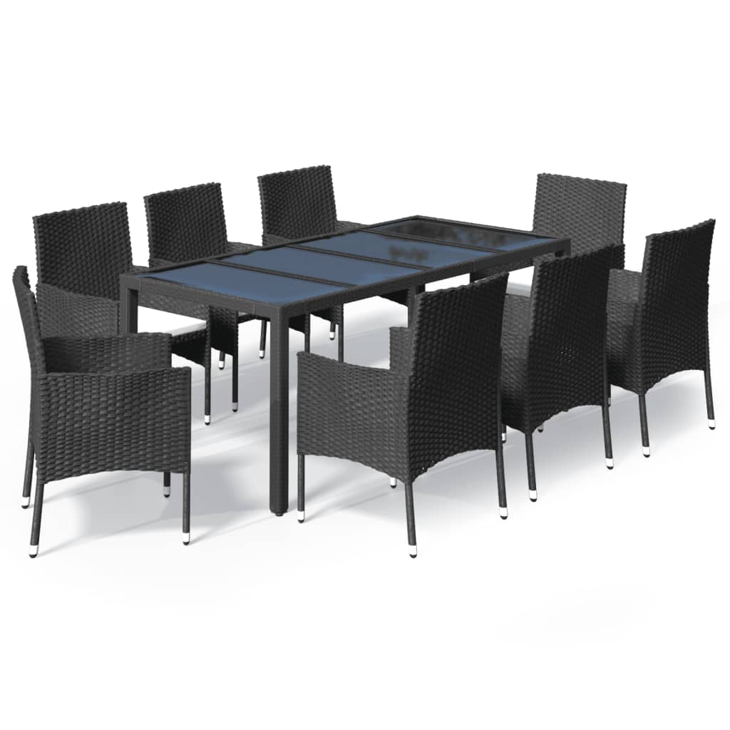 9-delige Tuinset poly rattan zwart is nu te koop bij PeponiXL, paradijselijk wonen!