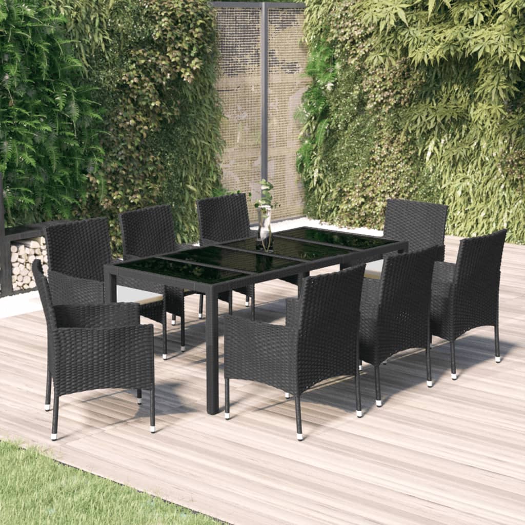 9-delige Tuinset poly rattan zwart is nu te koop bij PeponiXL, paradijselijk wonen!