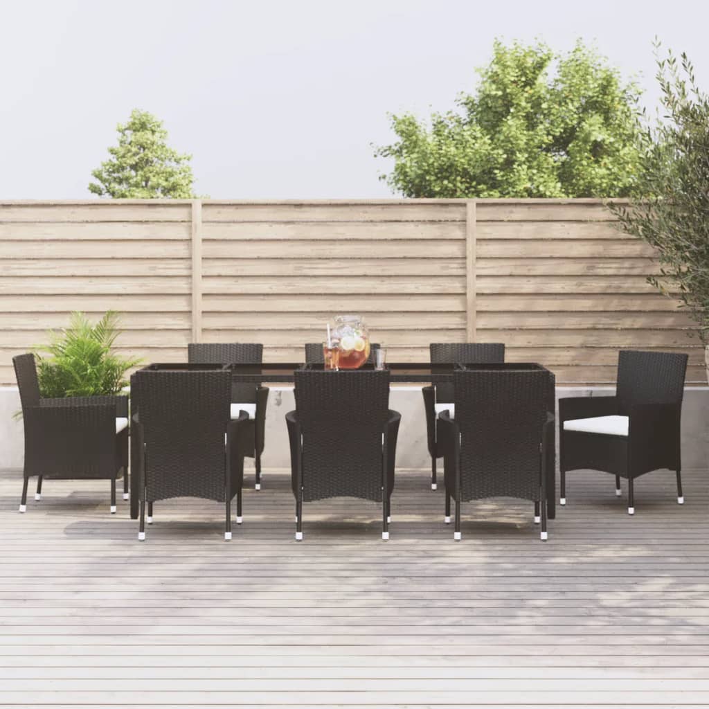 9-delige Tuinset poly rattan zwart is nu te koop bij PeponiXL, paradijselijk wonen!