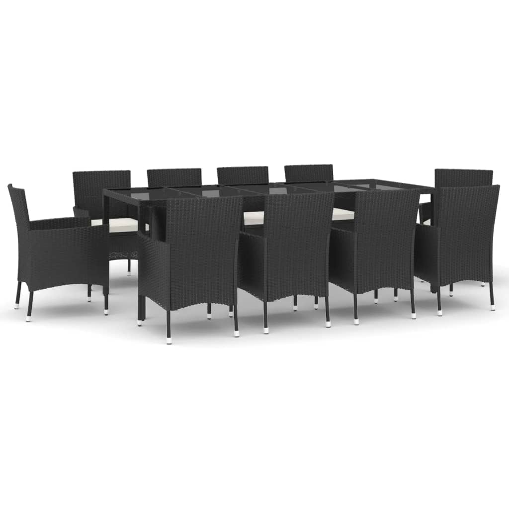11-delige Tuinset met kussens poly rattan zwart is nu te koop bij PeponiXL, paradijselijk wonen!