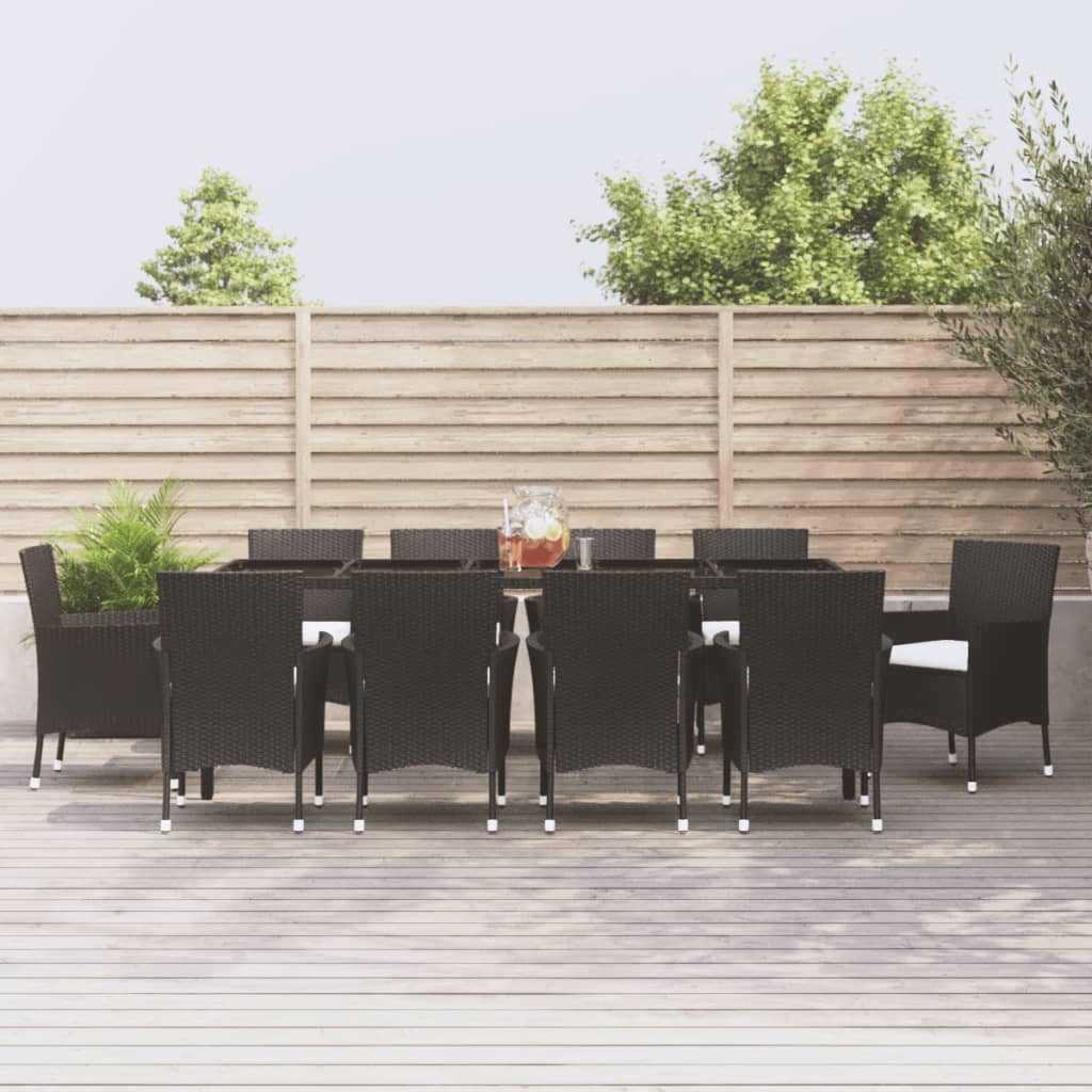 11-delige Tuinset met kussens poly rattan zwart is nu te koop bij PeponiXL, paradijselijk wonen!