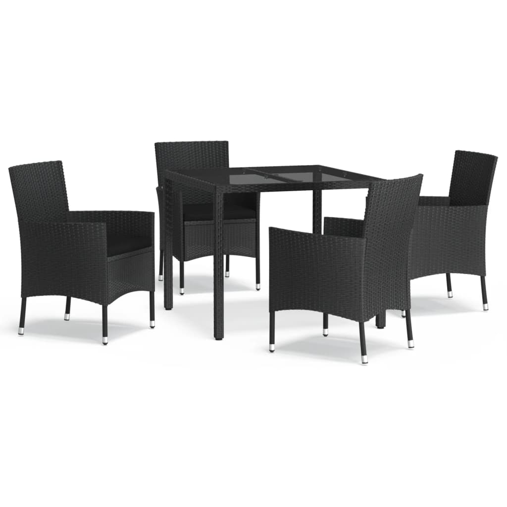 5-delige Tuinset met kussens poly rattan zwart is nu te koop bij PeponiXL, paradijselijk wonen!