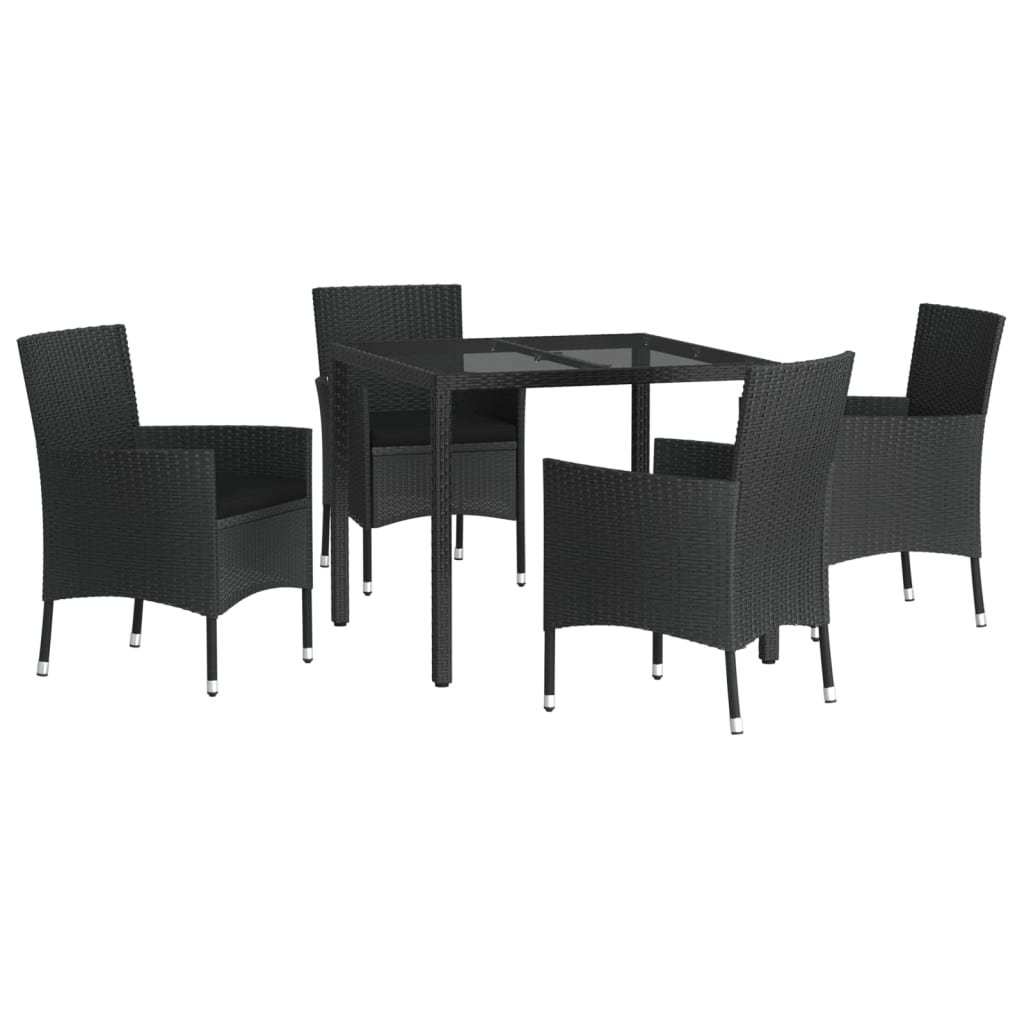 5-delige Tuinset met kussens poly rattan zwart is nu te koop bij PeponiXL, paradijselijk wonen!
