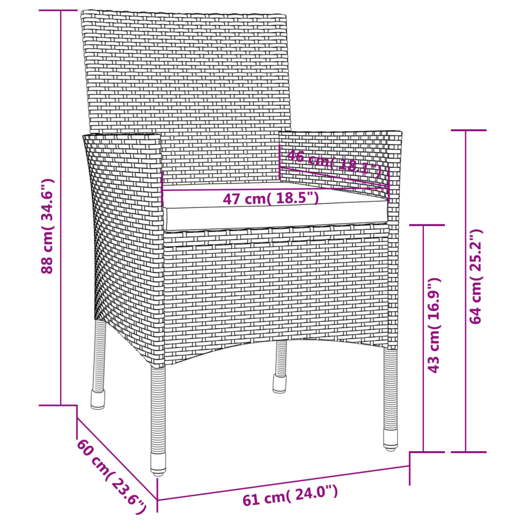 5-delige Tuinset met kussens poly rattan zwart is nu te koop bij PeponiXL, paradijselijk wonen!