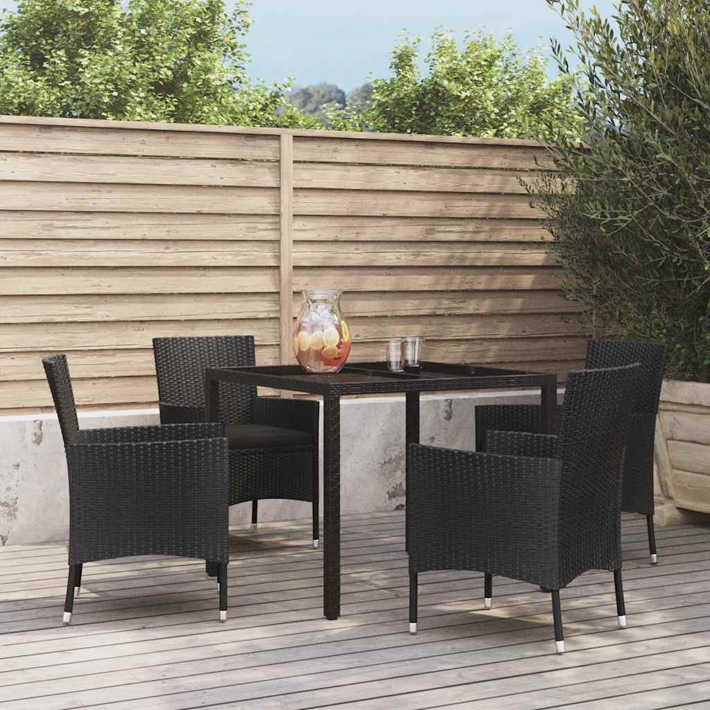 5-delige Tuinset met kussens poly rattan zwart is nu te koop bij PeponiXL, paradijselijk wonen!