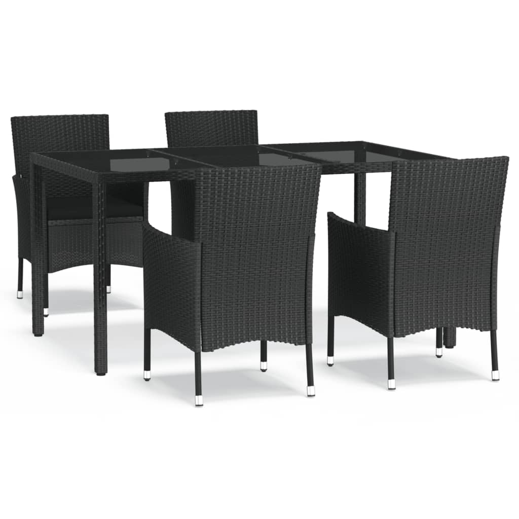 5-delige Tuinset met kussens poly rattan zwart is nu te koop bij PeponiXL, paradijselijk wonen!