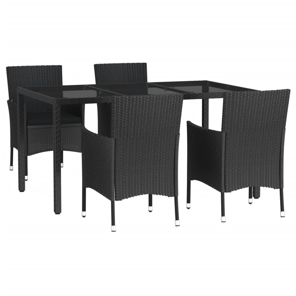 5-delige Tuinset met kussens poly rattan zwart is nu te koop bij PeponiXL, paradijselijk wonen!