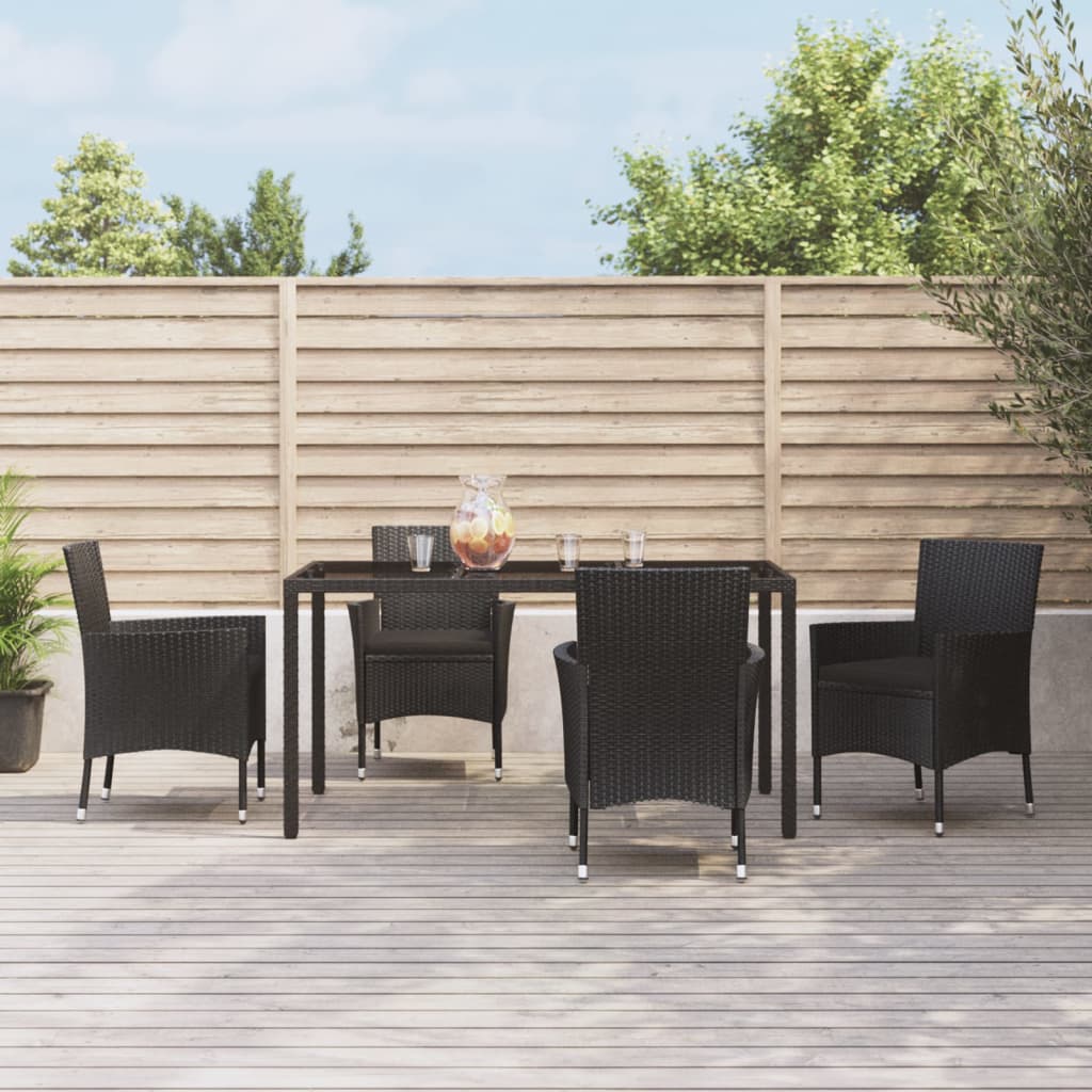 5-delige Tuinset met kussens poly rattan zwart is nu te koop bij PeponiXL, paradijselijk wonen!