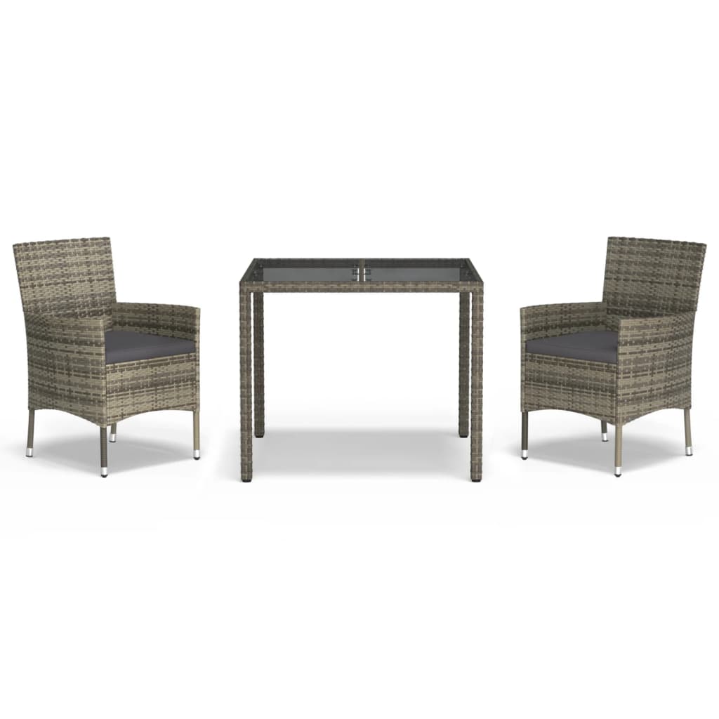 3-delige Tuinset met kussens poly rattan grijs is nu te koop bij PeponiXL, paradijselijk wonen!