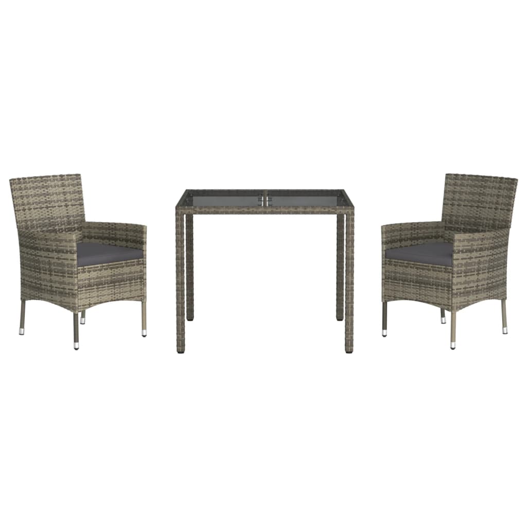 3-delige Tuinset met kussens poly rattan grijs is nu te koop bij PeponiXL, paradijselijk wonen!