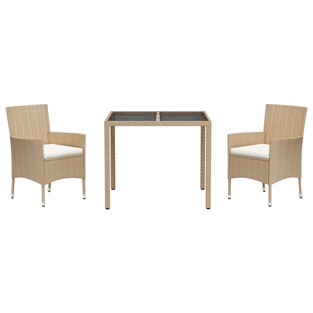 3-delige Tuinset met kussens poly rattan beige is nu te koop bij PeponiXL, paradijselijk wonen!