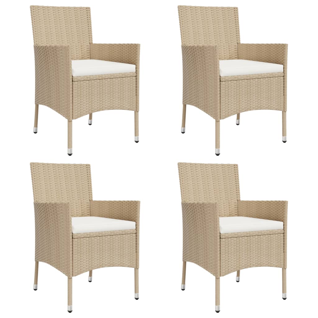 5-delige Tuinset met kussens poly rattan beige