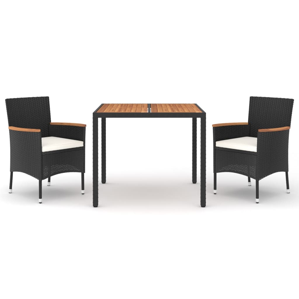 3-delige Tuinset met kussens poly rattan zwart is nu te koop bij PeponiXL, paradijselijk wonen!