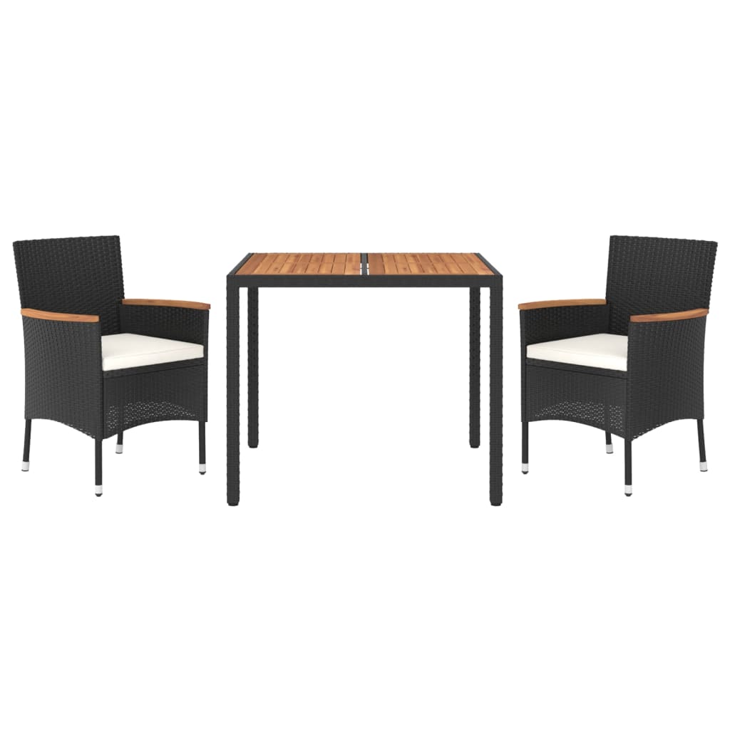 3-delige Tuinset met kussens poly rattan zwart is nu te koop bij PeponiXL, paradijselijk wonen!