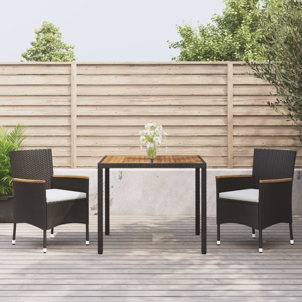 3-delige Tuinset met kussens poly rattan zwart is nu te koop bij PeponiXL, paradijselijk wonen!