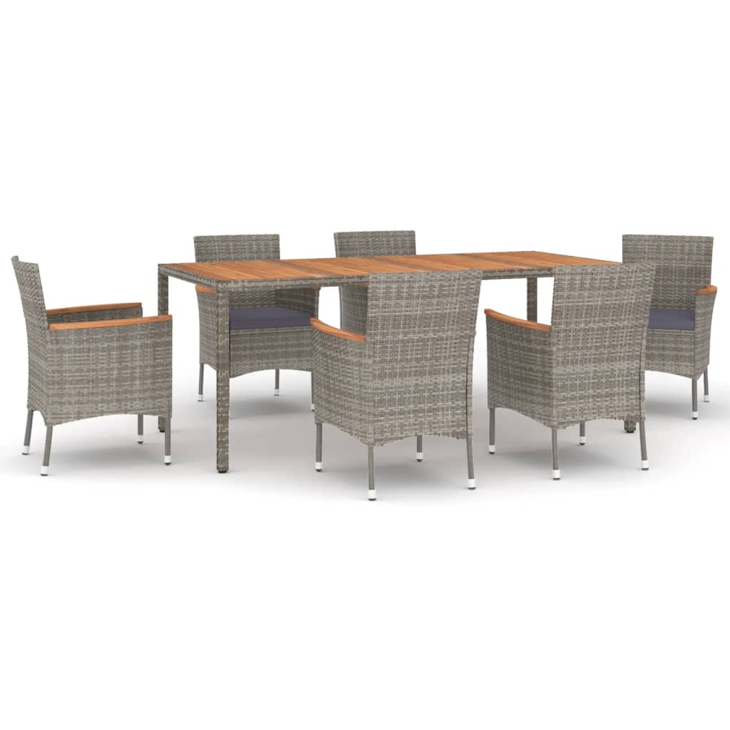 7-delige Tuinset met kussens poly rattan grijs is nu te koop bij PeponiXL, paradijselijk wonen!